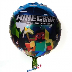 Balon MINECRAFT -okrągły Foliowy,HEL, 45 cm